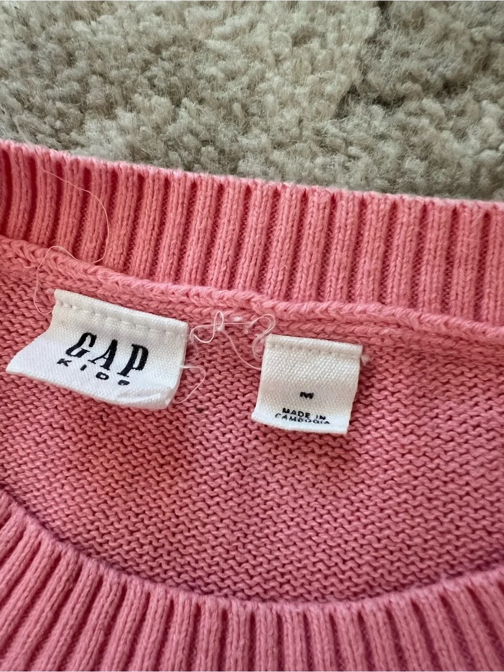 GAP Pink Striped Crewneck Sweater